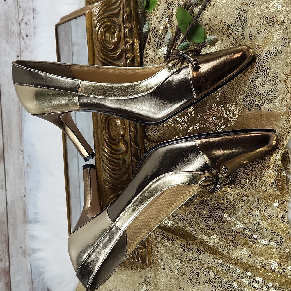 NWOT, Annie, Tri-color gold shoes size 7M - Picture 4 of 11